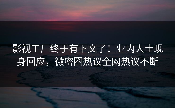 影视工厂终于有下文了！业内人士现身回应，微密圈热议全网热议不断