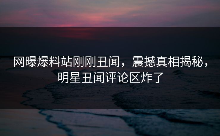 网曝爆料站刚刚丑闻，震撼真相揭秘，明星丑闻评论区炸了