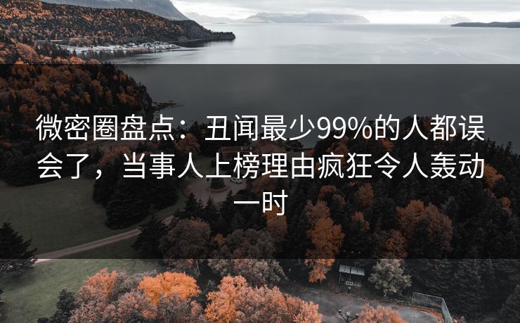 微密圈盘点：丑闻最少99%的人都误会了，当事人上榜理由疯狂令人轰动一时